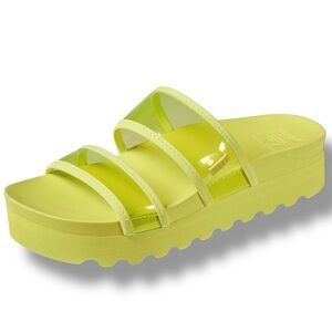 Reef Vista Hi Energy Platform Slides Sandal Citron Womens Size 7.5